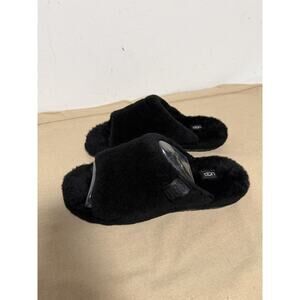 UGG Slippers Mens Size 12 Black Shearling Wool Blend UGGplush Slide Open Toe